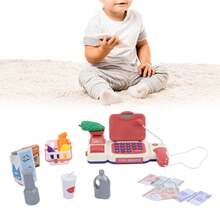Simulación de juguete de caja de efectivo multifuncional Play Cashier Toy con micrófono - Rojo y blanco - Ver 2