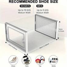 [Heavy-Duty Shoe Box] Stackable, Foldable Heavy-Duty Clear Shoe Box With Lid | Space-Saving Closet & Under-Bed Organizer, Fits Up To Men's Size 11 - Durable Plastic Construction, Ideal For Home, Dorm, Office, Retail - Shoe Organizer Storage, Dorm Room Essentials, Transparent Design