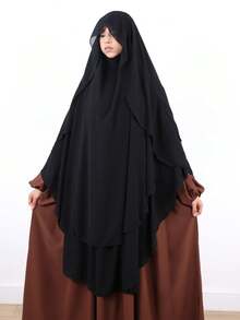 2 Layer Chiffon Khimar With Cape, Raspberry Color, Suitable For Women's Daily Wear And Prayer, All Season For Dress - Multicolor - View 15