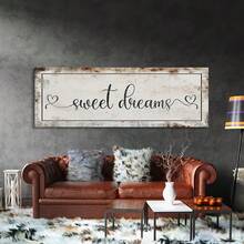 1PC Framed  Large "Sweet Dreams" Canvas Wall Art - Rustic Modern Farmhouse Decor With Distressed White Background & Heart Accents, High-Quality Ink Printed Vertical Wall Hanging For Bedroom, Living Room, Office - Spring Summer Home Decor- (Wrapped Canvas) - Nhiều màu - Xem 4