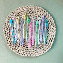 5支彩色多孔心形泡泡棒，户外活动泡泡液用品，营造节日氛围 - 混色 - 查看 2