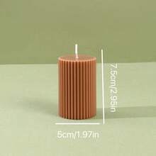 1 Set Ribbed Pillar Candles (1pc), Size: 1.96 In, 3.93 In, 7.87 In, 5.9 In, Large Soy Wax Scented Pillar Candles, Elegant Ribbed Modern Home Decor, Suitable For Bathroom And Living Room (Brown) - Multicolor - View 14