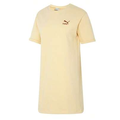 Puma 女式连衣裙，2026 春季新款休闲运动印花透气圆领短袖长款 T 恤裙 62325742