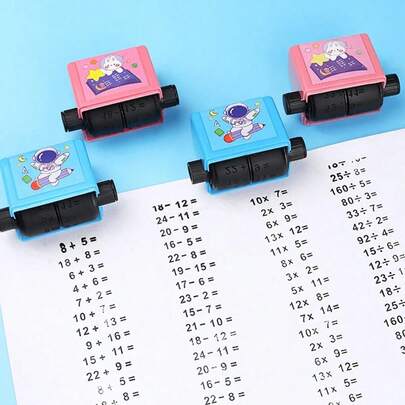 1 Set Reusable Math Stamp Kit, Compact Design For Addition, Subtraction, Multiplication And Division