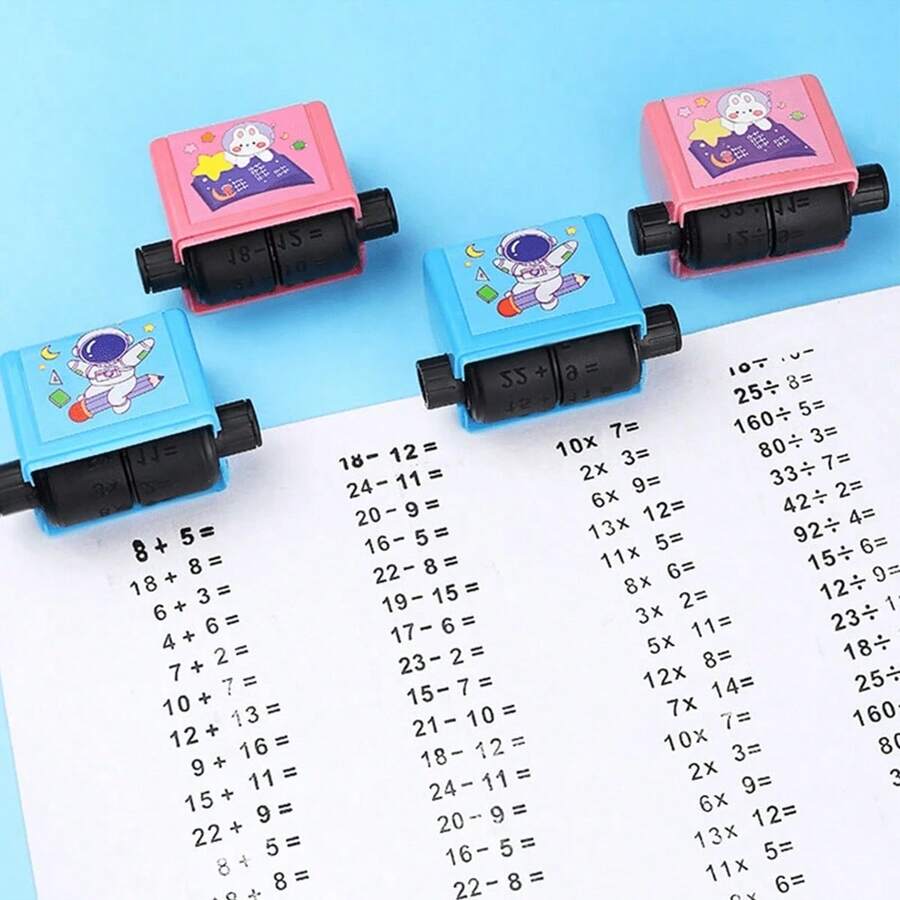 1 Set di timbri riutilizzabili per matematica, design compatto per addizione, sottrazione, moltiplicazione e divisione