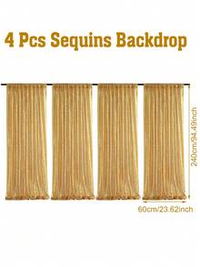 2 piezas Cortina de fondo con lentejuelas doradas para fiesta, decoraciones de fiesta de cumpleaños, pancarta de cumpleaños, fondo de cumpleaños, suministros para fiesta de cumpleaños, reutilizable para decoración del hogar, boda, baby shower, adecuado con soporte de arco de metal, adecuado para uso diario y fiestas, el fondo brillante nunca pasa de moda - Dorado - Ver 14