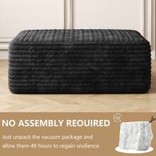 LUCKHAO 37.40"Sofa Ottoman ,No Assembly Required,White(Plush Corduroy Fabric) DIY Sofa Chairs, No Assembly Required Suitable For Balconies, Living Rooms, Bedrooms - 黑色 - 查看 5