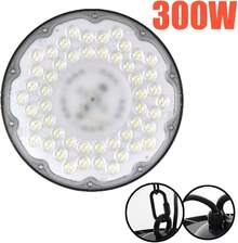 300W Luz LED tipo UFO para iluminación industrial de alta potencia, 6500K y IP65 resistente al agua, con gancho/cadena/enchufe para fábrica, almacén, taller, tienda, garaje, gimnasio, cobertizo industrial - 300 W - Ver 4