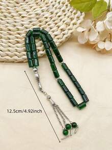 1pc 33pcs Cylindrical Glass Bead Tasbih, Elegant & Suitable For Men's Daily Wear - 33 Cylindrical Glass - View 3