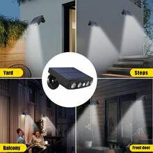 1pc Solar Powered Outdoor Wall Light, Outdoor Garden Solar Light With Motion Sensor, Fake Surveillance Light, Super Bright 4 LED Large Night Light, 5 LED Multi-Function Small Stake/Wall Light, 1200mAh Lithium-Ion Battery Solar Charging, Simulated Security Camera Design, 3 Lighting Modes, No Remote Control Included - Black - View 7