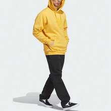 Adidas Geometric Pattern Print Drawstring Hooded Fitted Pullover Sweatshirt Yellow II5960 - Yellow - View 4