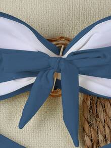 Polovedo Official European & American Sexy Bandeau Solid Color Bikini Swimsuit