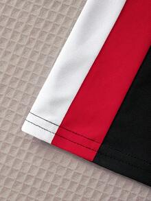 Young Boy Elegant Gentleman Color Block Trim Collar Multi-Color Patchwork Short Sleeve Casual Polo Shirt - Multicolor - View 7