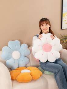 全新花卉造型地垫，柔软舒适的雏菊抱枕，可爱的家居装饰设计，沙发，床，抱枕，送给家人和朋友的时尚礼物，适合各种节日 - 彩色 - 查看 8