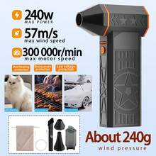 300,000RPM High-Speed Strong Airflow Turbo Jet Fan, Knob-Style Speed Adjustment, Suitable For Dusting, Snow Blowing, Leaf Blowing On Computers, Cars, Etc., Rechargeable 8000mAh Battery