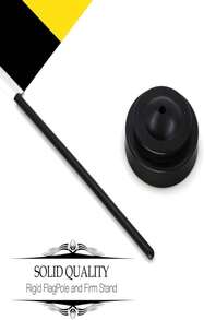 Anley Puerto Rico Deluxe Desk Flag Set - 6 X 4 Inch Miniature Puerto Rican Desktop Flag With 12" Solid Pole - Vivid Color And Fade Resistant - Black Base And Spear Top