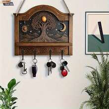 2D Flat Multi-Color Wooden House Key Storage Rack - Bag, Coat, Accessory And Key Storage Hook Rack - Màu Khaki - Xem 4
