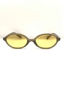 Women Half Round  Retro  Protection Fashion 2025 Rugged Stylish Oval - Transparent Frame Yellow Film - View 3