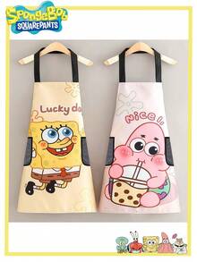 SpongeBob SquarePants 1/2 piezas Delantal de Bob Esponja para niñas de secundaria, nuevo delantal de ropa de trabajo con diseño de dibujos animados lindos para fiesta, la mejor decoración para crear un ambiente festivo con buenos amigos - Multicolor - Ver 2
