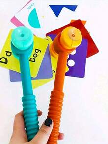 1 pieza de juguete de martillo, 4 colores, puede adherirse a tarjetas, juego cognitivo, martillo con ventosa, juguete de percusión, juguete con ventosa, adecuado para el aula, juegos de fiesta, material didáctico