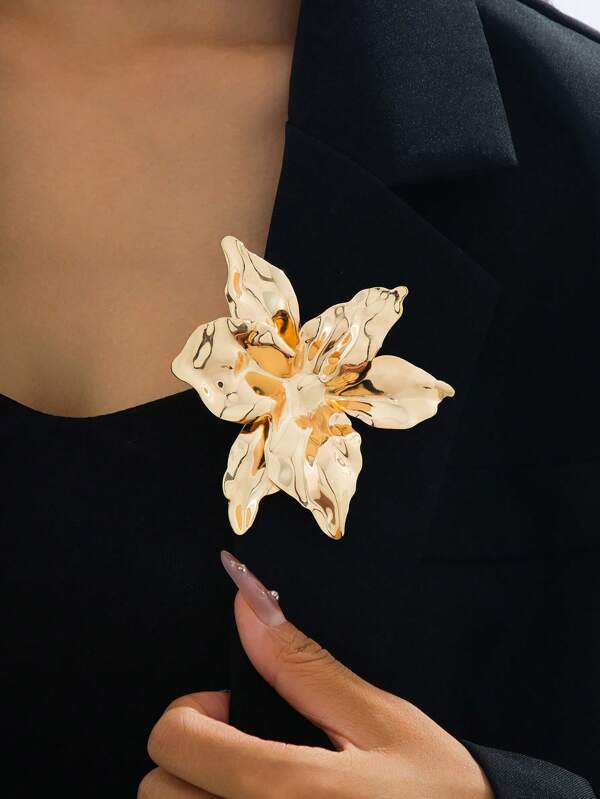 1pc Vintage Elegant Floral Brooch, Suitable For Women's Daily, Party, And Business Wear