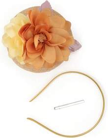 Fascinators Hats Women,Tea Party Fascinator Hair Clip With Feathers Wedding,Derby Hats Headbands - Style6-橘色 - 查看 5