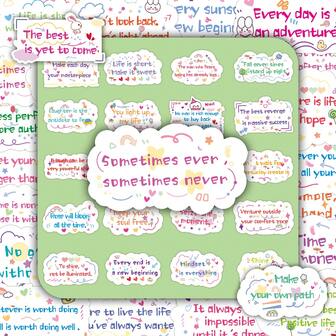 50 张简约励志英文短语贴纸，创意装饰贴纸，适用于剪贴簿、记事本、平板电脑