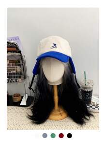 Fleece Earflap Lace-Up Trapper Hat, Unisex Thick Warm Winter Aviator Cap, Patchwork Fur Lined Earmuffs Hat - Multicolor - View 12