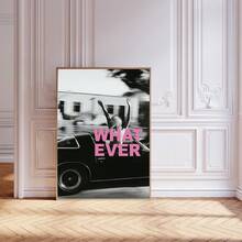 1幅Y2K时尚黑白印花帆布墙画海报，时尚酷炫少女风装饰画，适合客厅、公寓、青少年房间、宿舍，可作为送给她的礼物，可选无框或有框。