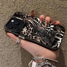 Funda para teléfono con estampado de leopardo y serpiente. Compatible con phone 16, 15, 14, 13, 12, 11, Pro, X, XS, Plus, S22/23/24 Ultra/FE+. - Multicolor - Ver 3