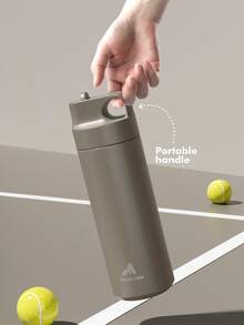 18oz Stainless Steel Insulated Water Bottle, Leakproof Portable Travel Mug with Straw for Hot and Cold Beverages for School, Gym, Office, and Outdoor Multiple Occasions - 灰色 - 查看 6