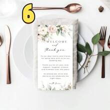 50pcs Minimalist Wedding Dining Table Thank You Cards, Thank You Napkins, Dining Table Thank You, Green Plants, Seating Arrangement Thank You Cards - Many - View 12
