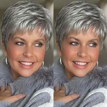 Elegant Pixie Cut Wig With Bangs For Women - Grey Color, 180% Density, Pre-Plucked Brazilian Human Hair, Glueless Layered Style, Versatile Styling & Trimming - 灰 - 查看 6