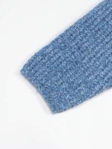 BAI YUE 男士复古休闲高端 V 领宽松常规版型针织开衫毛衣外套，秋冬 - 藍色 - 查看 7