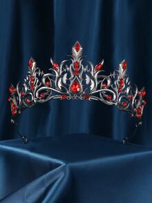 Halloween Crown - Vines Of The Underworld, Black Gothic Tiara For Women & Girls, Baroque Crown For Costume Party - Red - View 4