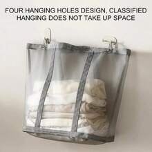 1pc Mesh Laundry Basket For Dirty Clothes, Foldable Wall Mounted Storage Bin, Space-Saving Bathroom Organizer, Durable Lightweight Dirty Clothes Hamper, Versatile Laundry Room Dorm Room Carrier, Breathable Mesh Design For Quick Sorting, Easy Access, Hygienic And Odor-Resistant, Sturdy Mounting Options Fits Under Sink, On Cabinet Doors, Or Behind Doors - Multicolor - View 7