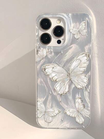 غطاء هاتف شفاف سميك واقي بنمط فراشة حالمة، متوافق مع سامسونج A05، A05S، A13، A14، A15، A53، A54، A55، A56، S22، S23، S24، S25 وأبل 11، 12، 13، 14، 15، 16 برو ماكس، الإصدار الدولي، وليس الإصدار المحلي