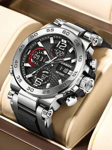 Foxbox Men's Fashion Versatile Business Commute Electronic Watch FB0033 - Silver - View 2