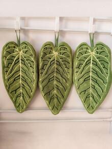 1pc/3pcs Creative Leaf Design Hand Towel, Hanging Style For Kitchen, Bathroom, Room Decor, Absorbent & Easy To Clean, Personalized Towel Dish Cloths Kitchen Towel - Multicolor - View 2