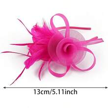 Fascinators Hats Women,Tea Party Fascinator Hair Clip With Feathers Wedding,Derby Hats Headbands - Ha9462-玫瑰紅 - 查看 5