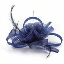 Fascinators Hats Women,Tea Party Fascinator Hair Clip With Feathers Wedding,Derby Hats Headbands - Ha9589-海軍藍 - 查看 5