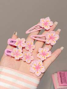 6 件女士可爱粉色樱花发夹、刘海夹、侧夹、BB 夹、花夹、适合日常使用的多功能发饰、爪夹、发夹、发夹、发夹、鳄鱼发夹