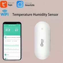 1 New Type Of Smart Temperature And Humidity Sensor, Equipped With Wireless Tuya Smart WiFi, Featuring Temperature And Humidity Sensing And Humidity Measurement Functions; One-Click Data Check Via APP. Suitable For Families With The Elderly And Children, Offices, And Garden Scenarios. (Battery Not Included)