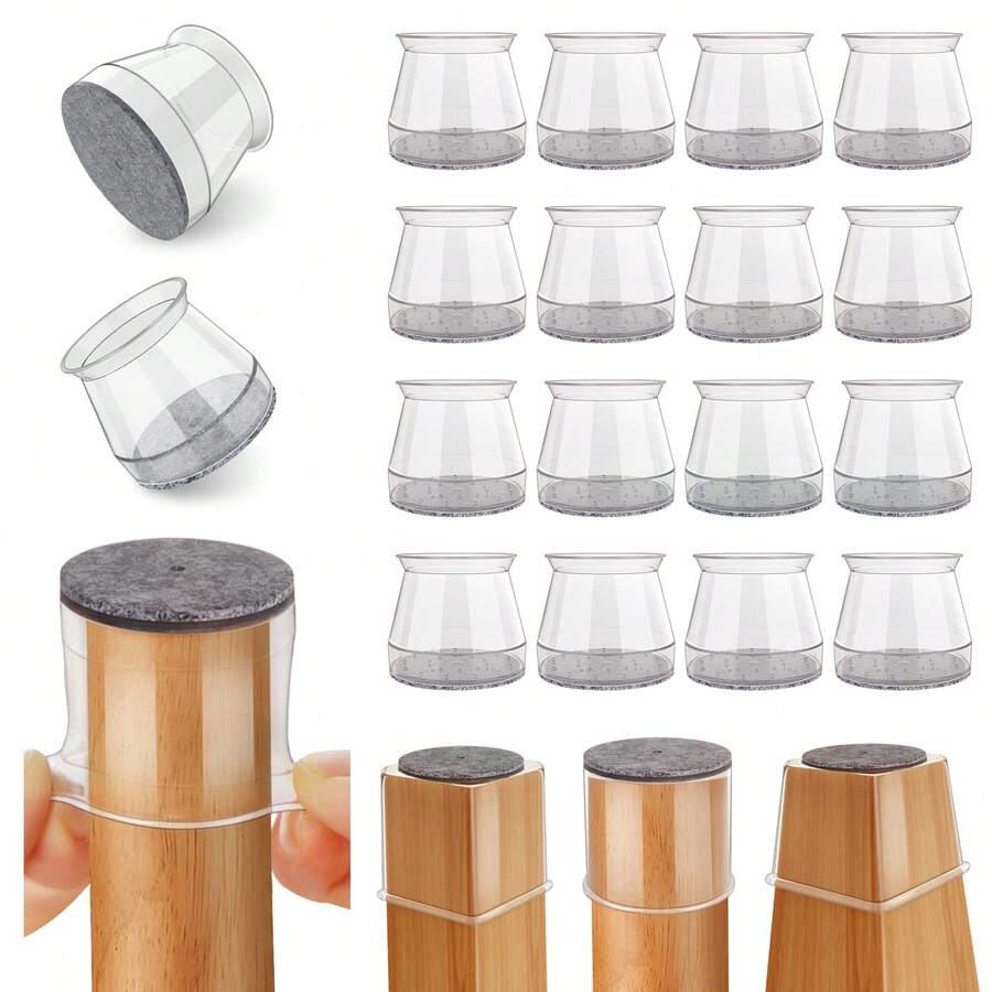 4/8/16/24 Stücke Stuhlbein Bodenschoner, Möbelgleiter für Hartholzböden, Möbelgleiter für Stuhlbeine, Silikon Stuhlbein Kappen, schützt Böden vor Kratzer und reduziert Geräusche, weiche Filzgleiter für sanften Bodenkontakt