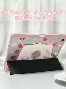 1 件装，樱桃蝴蝶结苹果平板电脑保护套，720° 旋转亚克力硬壳，加厚硅胶软边减震，自动唤醒/睡眠，镂空 Logo 孔，兼容 iPad 11/20/25/第十代/第九代，iPad Pro 20/24 13/11 英寸，带非磁性保护套，办公学习必备保护套。 - 粉色 - 查看 7