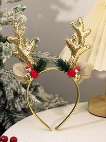 1 Damen Weihnachts Rentiergeweih Haarband, glitzernder Rentier Kopfschmuck für Party, Festival, Neujahrs Dekoration, süßes Geweih Haarband für Frauen, Polyester Weihnachtsparty Haarschmuck Krone Haarband, Weihnachts Rentiergeweih Haarband mit süßen Tierelementen - Feiertags Haarschmuck, strapazierfähiger Kunststoff, keine Federn, modischer Dress-up Haarreif, ideal als Geschenk