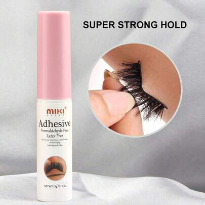 Miki House Super Strong Hold Eyelash Adhesive, Brush On, Waterproof Long-Lasting Strip Lash Glue, Natural-Looking Allergy & Latex Free With Brush Applicator 5g /0.17 OZ-White Glue (1 Piece )