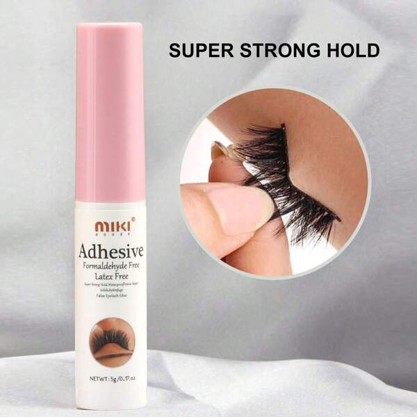 Adhésif à cils ultra-résistant Mikihouse, à appliquer au pinceau, colle à faux-cils imperméable et longue tenue, regard naturel sans allergène ni latex avec applicateur pinceau 5g/0,17 oz - Colle blanche (1 pièce)