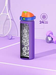 Meoky 32oz Vacuum Insulated Water Bottle With 2-In-1 Straw And Spout Lid, Insulated Cup, Keep Cold 24H, Leak-Proof, Fits In Car Cup Holder, Stainless Steel Tumbler For Sports, Travel, And School - Purple - View 2
