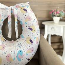 Laura Baby Nursing Pillow With Zippered Loop And Soft Removable Cover 100% Cotton - Pink Bird - View 2